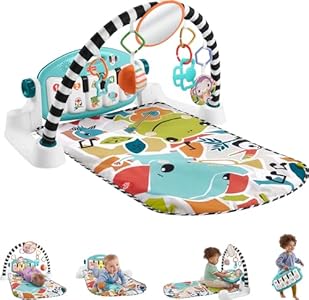 Детский игровой коврик Fisher-Price Deluxe Kick & Play Piano Gym и маракасы с обучающим контентом Smart Stages, 5 соединяемыми игрушками и 2 мягкими погремушками Fisher-Price Baby