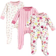 Touched by Nature Baby Girl Organic Cotton Zipper Sleep and Play 3pk, Botanical Touched by Nature