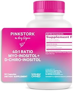 Pink Stork Myo-Inositol & D-Chiro Inositol Supplement - Hormonal Balance for Women - Ovarian Support - 40:1 Ratio - Fertility Supplements for Women - 90 Capsules, 1 Month Supply Pink Stork