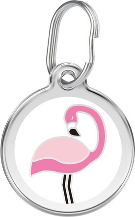 Red Dingo Flamingo Stainless Steel Personalized Dog & Cat ID Tag Red Dingo