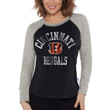 Женская Футболка G-III 4Her by Carl Banks Черно-Серая Cincinnati Bengals Waffle Knit Raglan Долгий Рукав In The Style