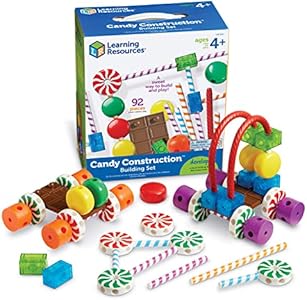 Learning Resources Candy Construction Building Set - 92 Pieces, Ages 4+,Toddler Learning Toys, Fine Motor Building Toy, Preschool Toys, STEM Toys Learning Resources