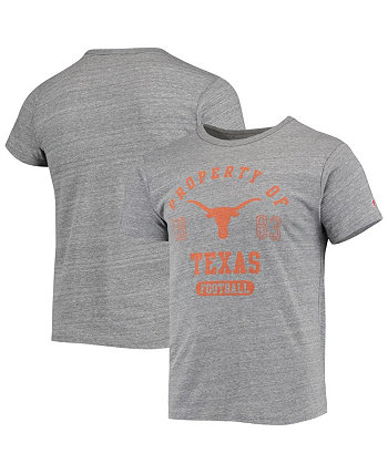 Men's Heathered Gray Texas Longhorns Hail Mary Football Victory Falls Tri-Blend T-shirt League Collegiate Wear