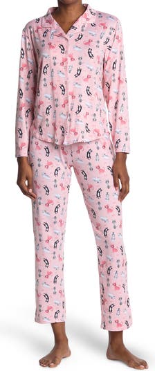 Пижамный комплект из двух предметов рубашка и брюки с принтом PJ Couture