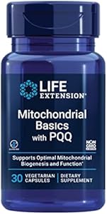 Life Extension Mitochondrial Basics with PQQ, L-Taurine, R-lipoic Acid, foundational Supplement for Cellular Energy Production, Brain and Heart Health, Gluten-Free, Non-GMO, Vegetarian, 30 Capsules Life Extension