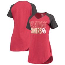 Женская ночная рубашка Concepts Sport малинового/темно-серого цвета Oklahoma Sooners с v-образным вырезом реглан Unbranded