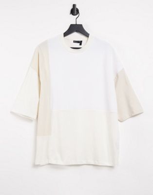 Oversize-футболка ASOS DESIGN бежевого цвета в тон с вафлями ASOS DESIGN