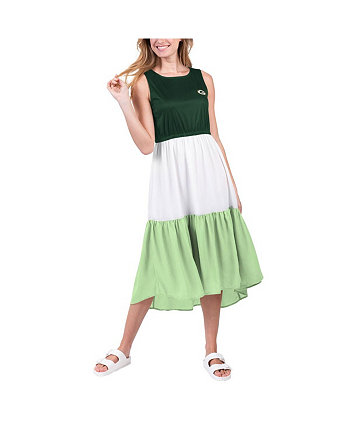 Женское зеленое, неоново-зеленое платье с цветными блоками Green Bay Packers 12th Inning G-III