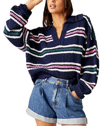 Женский пуловер вязки в рубчик Kennedy с воротником Free People