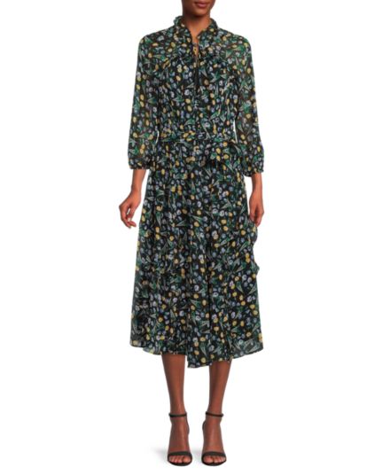 Шифоновое платье миди с цветочным принтом Karl Lagerfeld Paris