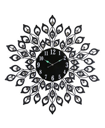 Круглые настенные часы с цветущими листьями Three Star