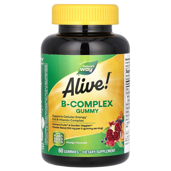 Alive! B-Complex Gummy, Манго - 60 жевательных мармеладок - Nature's Way Nature's Way