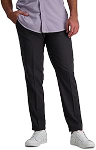 Мужские Повседневные брюки HAGGAR Cool Right Performance Flex Stria Slim Fit Flat Front HAGGAR