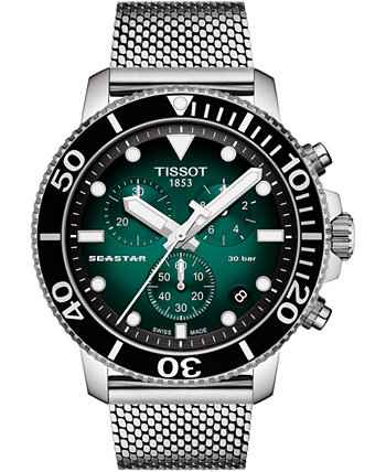Мужские швейцарские часы-хронограф Seastar 1000 из нержавеющей стали с браслетом 45.5 мм Tissot