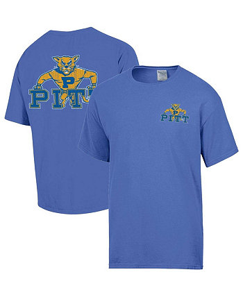 Мужская голубая рваная футболка с логотипом Pitt Panthers в винтажном стиле Comfortwash