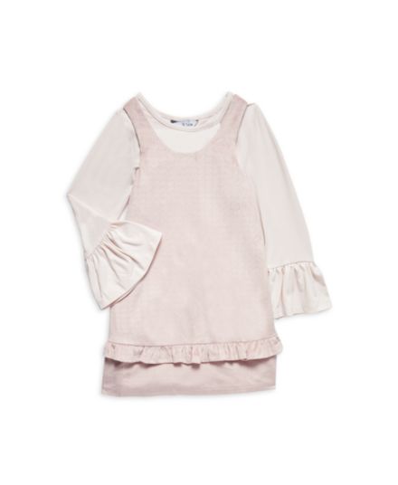 Маленькая девочка &amp; Бархатное платье из двух частей с тиснением для девочки &amp;amp;amp;amp;amp; Комплект рубашки с расклешенными рукавами Pippa & Julie