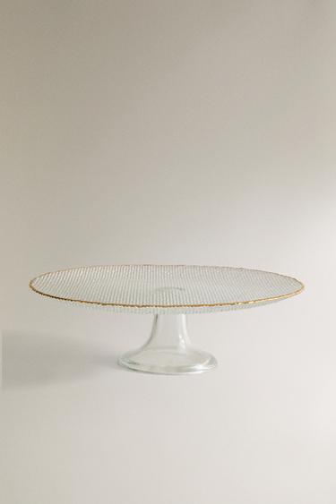 RAISED GLASS SERVING DISH WITH GOLD RIM Zara Home