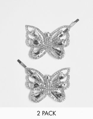 Набор из двух эффектных заколок для волос True Decadence в форме бабочки с кристаллами True Decadence
