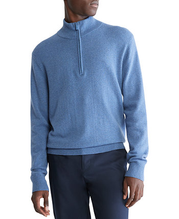 Мужской пуловер с молнией на четверть с отделкой в рубчик Calvin Klein