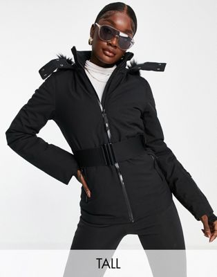 Лыжная куртка с поясом и капюшоном из искусственного меха ASOS 4505 Tall ASOS 4505