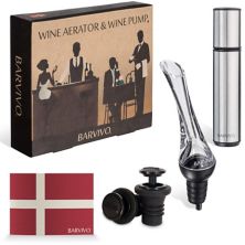 Wine Aerator Pourer Spout With Wine Savers Vacuum Pump And 2 Silicone Wine Stoppers= Barvivo