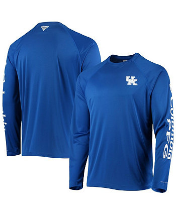 Мужская футболка Royal Kentucky Wildcats Terminal Tackle Omni-Shade реглан с длинным рукавом Columbia