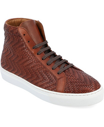 Men's Handcrafted Woven Leather High Top Lace Up Sneaker Taft