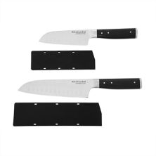 KitchenAid KO2PKSSOHOBA Gourmet 2-шт. Набор ножей Santoku с тремя заклепками и чехлами KitchenAid