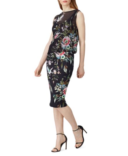 Блузонное платье-футляр с цветочным принтом FUZZI