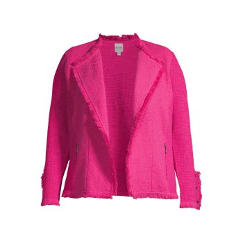 Plus Size Fringe Cotton-Blend Open-Front Jacket NIC+ZOE, Plus Size