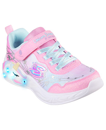 Little Girls S Lights - повседневные кроссовки с подсветкой Unicorn Dreams с регулируемым ремешком от Finish Line SKECHERS