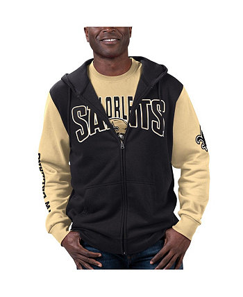 Мужской комбинированный комплект из черно-золотой футболки New Orleans Saints и толстовки с молнией во всю длину G-III Sports