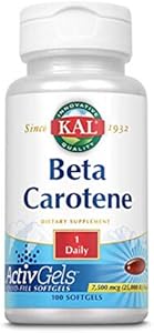 KAL Beta Carotene 25,000 IU Tablets (Таблетки), 100 Count KAL