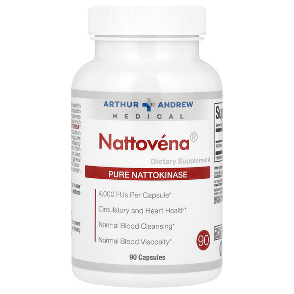 Nattovena, Чистый Наттокиназ - 200 мг - 90 капсул - Arthur Andrew Medical Arthur Andrew Medical