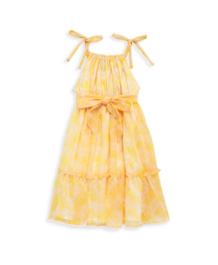 Шифоновое многоуровневое платье с принтом для маленьких девочек и завязок для девочек Marchesa Notte