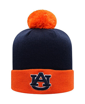 Мужская двухцветная вязаная шапка с манжетами и помпоном темно-синего и оранжевого цветов Auburn Tigers Core Top of the World