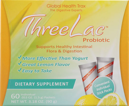 Пробиотик с лимоном Global Health Trax ThreeLac™ — 60 пакетиков Global Health Trax