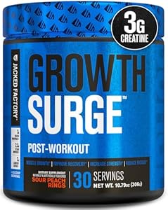 Jacked Factory Growth Surge Creatine Post Workout w/L-Carnitine - Daily Muscle Builder & Recovery Supplement with Creatine Monohydrate, Betaine, L-Carnitine L-Tartrate - 30 Servings (Порции), Black Cherry Jacked Factory