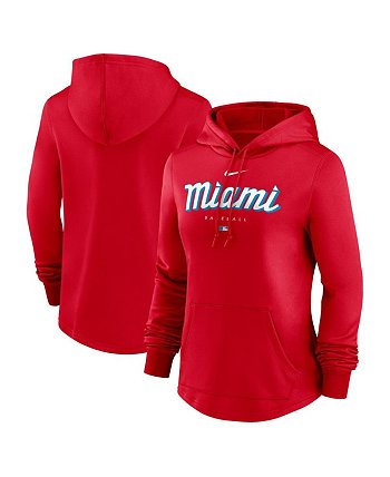 Женский красный пуловер с капюшоном Miami Marlins City Connect Pregame Performance Nike
