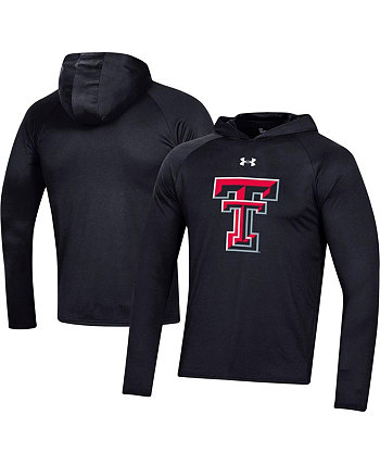 Мужская черная футболка Texas Tech Red Raiders School Logo Raglan с капюшоном и длинными рукавами Under Armour