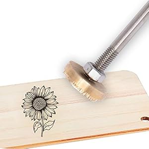 SUPERFINDINGS Wood Branding Iron Sunflower Pattern 1.2” Leather Branding Iron Stamp BBQ Heat Stamp with Wood Handle for Baking, Wood and Leather Superfindings