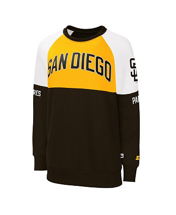Женский коричневый/золотой свитшот San Diego Padres Baseline с пуловером реглан Starter