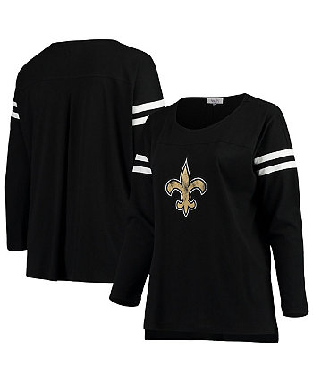 Женская черная футболка с длинным рукавом New Orleans Saints большого размера Free Agent Touch