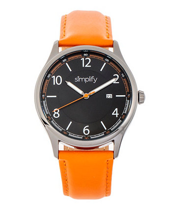 Женские часы The 6900 с черным, синим, коричневым или оранжевым ремешком из натуральной кожи, 46 мм Simplify