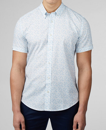 Мужская рубашка с коротким рукавом с оптическим геопринтом Ben Sherman
