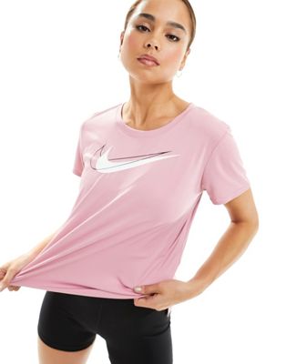  Женская майка для бега Nike Dri-FIT Swoosh в светло-розовом цвете Nike