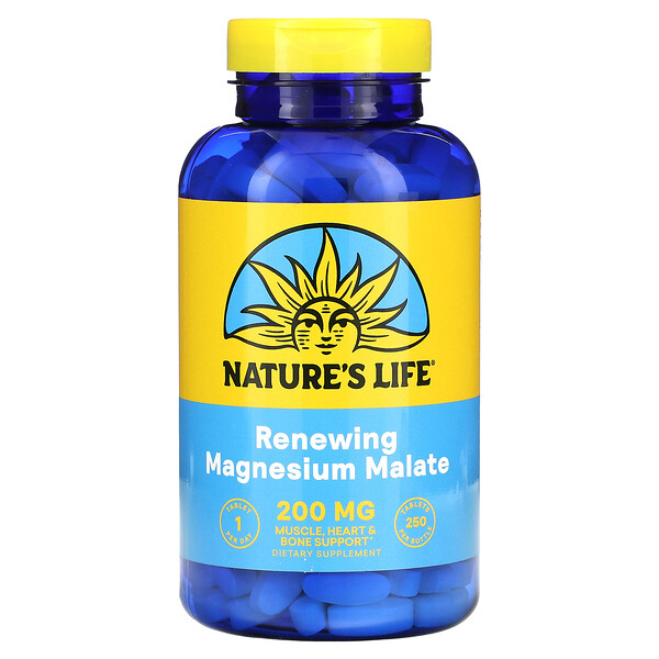 Магний Малат, Обновление - 200 мг - 250 таблеток - Nature's Life Nature's Life