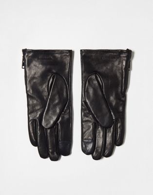 Черные кожаные перчатки AllSaints AllSaints