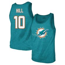 Men's Majestic Threads Tyreek Hill Aqua Miami Dolphins Tri-Blend Player Name & Number Tank Top Majestic Threads