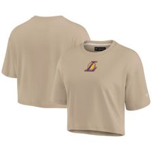 Women's Fanatics Signature Khaki Los Angeles Lakers Elements Super Soft Boxy Cropped T-Shirt Fanatics Signature